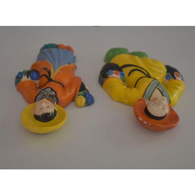 Occupied Japan Asian Wall Hanging Figurines Pair Chairish