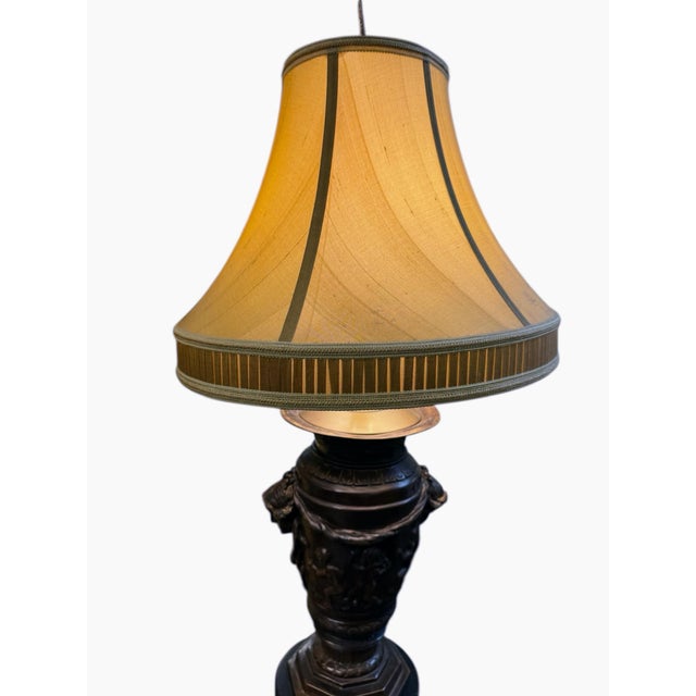 Metal Antique Neoclassic Style Bronze Urn Lamps - Pair For Sale - Image 7 of 9
