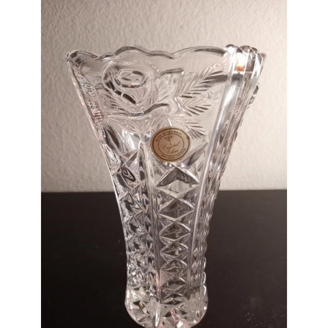 Lead Crystal Clear Germany Etched Vase For Sale In Dallas - Image 6 of 7