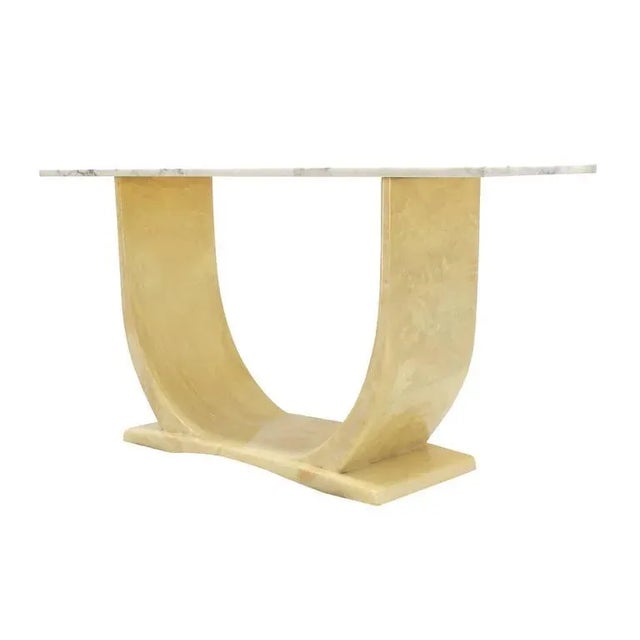 U Shape Base Marble Top Mid Century Modern Console Sofa Hall Table For Sale - Image 4 of 8