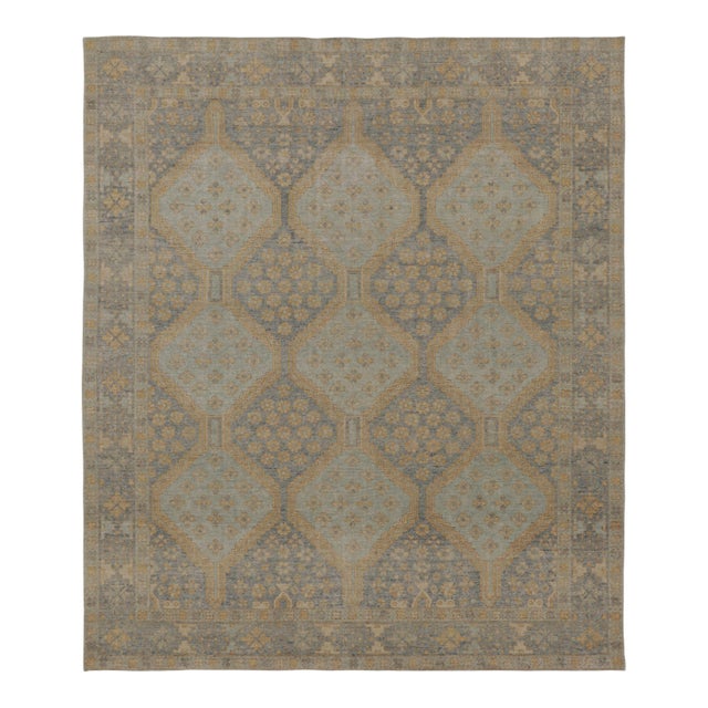 Rug & Kilim’s Persian Afshar-Inspired Distressed Rug, Geometric Patterns in Blue For Sale