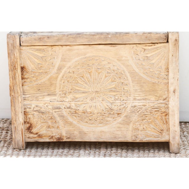 Antique Bleached Wood Carved Chest For Sale In Los Angeles - Image 6 of 9