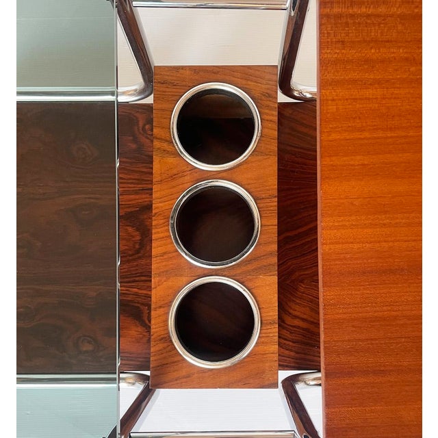 Brown Vintage Coffee Table in Smoked Glass, Steel and Wood For Sale - Image 8 of 11