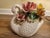 Beautiful vintage Italian Capodimonte porcelain swan floral centerpiece featuring an elegant white swan-shaped basket...