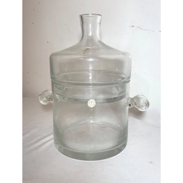 Art Deco Rare Antique Hand Blown Romanian Glass Ice Bucket Chamber Decanter Combo Cooler For Sale - Image 3 of 10