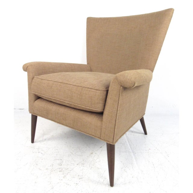 Mid-Century Modern Mid 20th Century Vintage Tweed Mid-Century Wingback Lounge Chair For Sale - Image 3 of 10