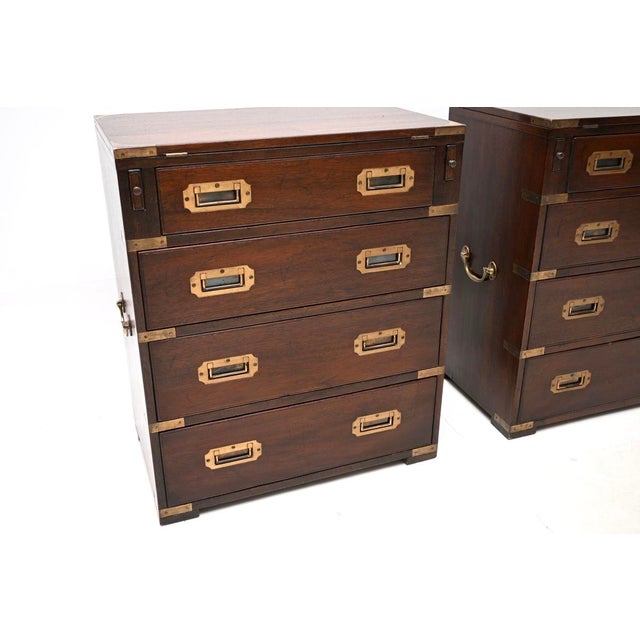Antique Military Campaign Bachelor Chests of Drawers, 1930s, Set of 2 For Sale - Image 9 of 11