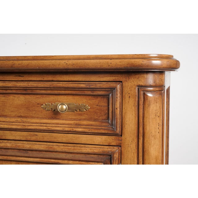 French Provincial Late 20th Century French Provincial Walnut Two-Door Buffet With Drawers and Brass Hardware For Sale - Image 3 of 9