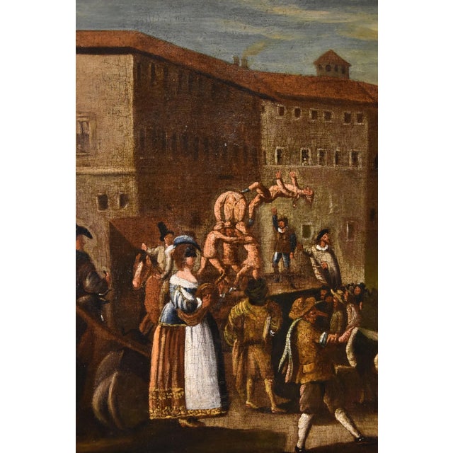 Baroque Workshop of Michelangelo Cerquozzi, Carnevale a Roma in Piazza Navona, 1650, Oil on Canvas For Sale - Image 3 of 14