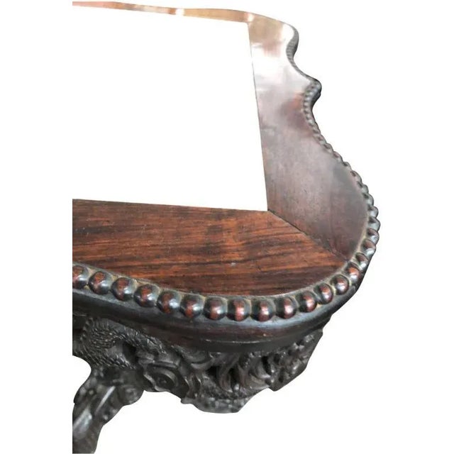19th Century Chinese Carved Hardwood Center Table with Marble Top For Sale - Image 5 of 11