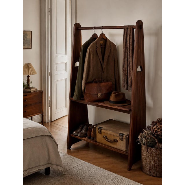 1960s Scandinavian Coat Rack in Walnut, 1960 For Sale - Image 5 of 12