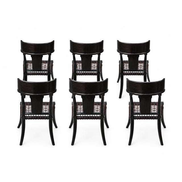 Mid Century Modern Klismos Dining Chairs With Custom Finish - Set of 6 For Sale - Image 4 of 4