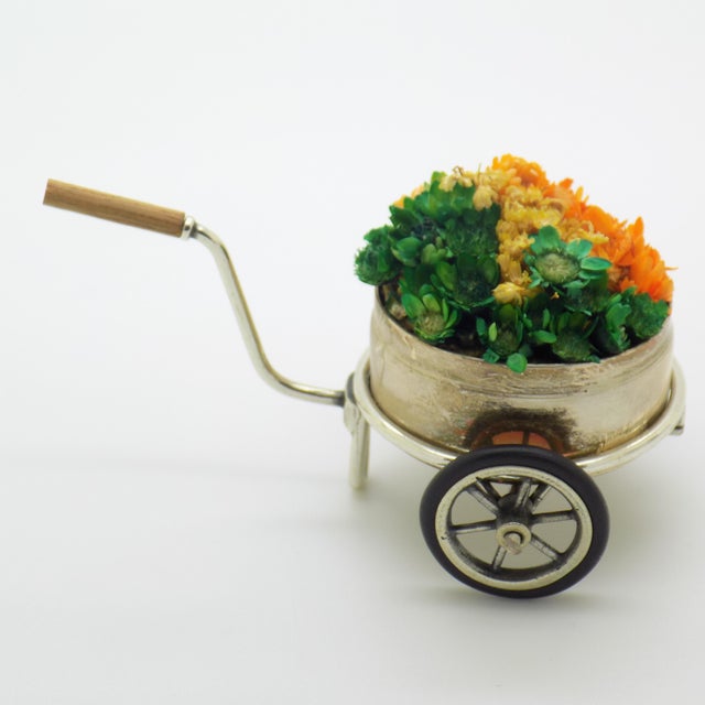 1970s Vintage Italian Handmade Silver Flower Cart Figurine from Sacchetti, Tuscany, 1970s For Sale - Image 5 of 13