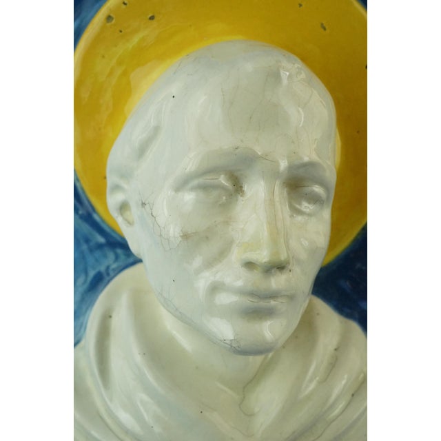 Ceramic Sculpture Medallion Plaque of Saint Francis, 1930s For Sale - Image 13 of 18