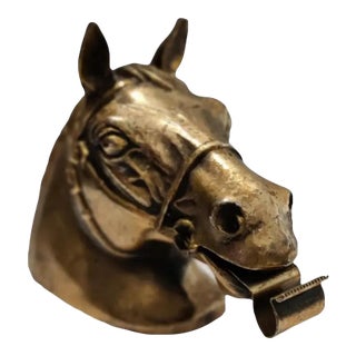 1960s Ted Arnold Ltd. Brass Tone Metal Horse Head Tape Dispenser For Sale