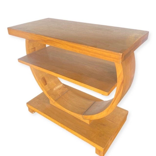 1930s Blond Geometric Art Deco Side & Coffee Table Attributed to Gilbert Rohde for Brown Saltman For Sale - Image 4 of 15