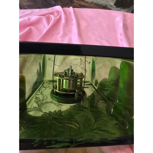 Emerald Antique Emerald Art Glass Crystal Art Nouveau Clock For Sale - Image 8 of 16