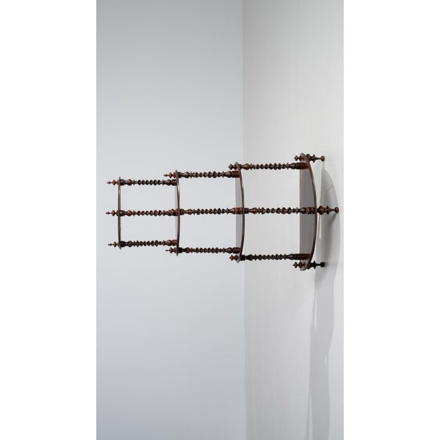 19th Century United Kingdom Rich Walnut Brown Four-Tier Turned Walnut Ã‰tagÃ¨re For Sale - Image 9 of 11