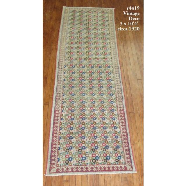 Art Deco Vintage Turkish Runner - 3' x 10'4" For Sale In New York - Image 6 of 6