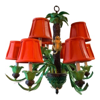 Vintage Late 20th Century 9 Light Monkey Bamboo Chandelier For Sale
