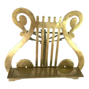 1940s English Brass Lyre Shaped-Music Stand or Book Lectern