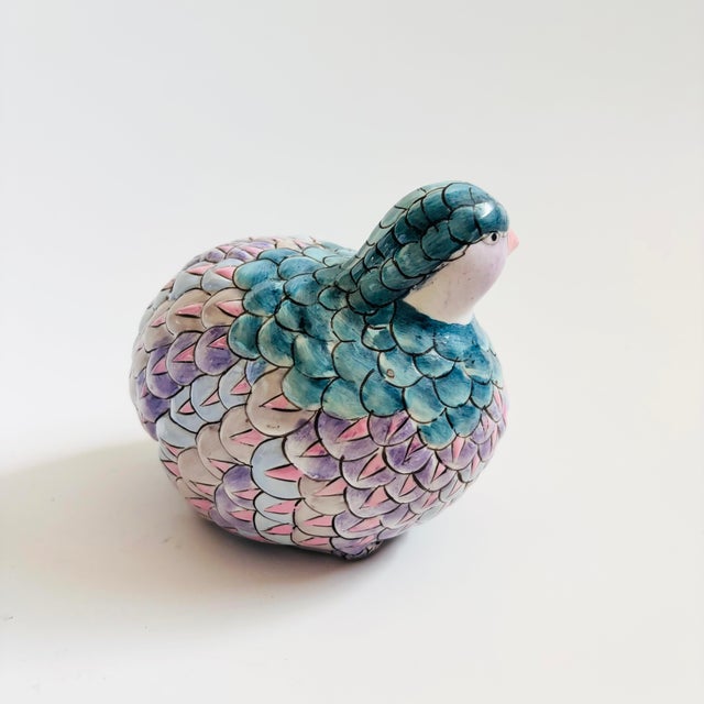 Mid 20th Century Colorful Ceramic Quails by Toyo - Set of 2 For Sale - Image 5 of 11