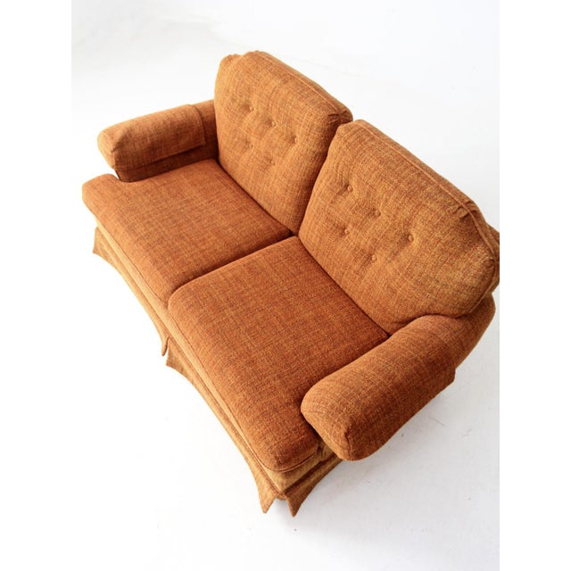 Mid 20th Century Vintage Orange Tweed Sofa & Loveseat Set For Sale - Image 5 of 11
