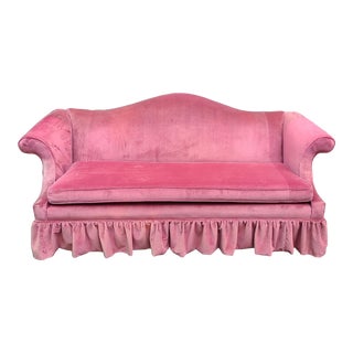 Vintage Ethan Allen Classics Camelback Chippendale Straight Leg Sofa For Sale