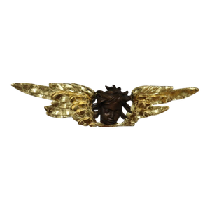 Antique Hand Carved Walnut and Gilt Winged Cherub Wall Sculpture