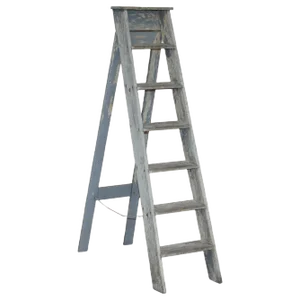 Vintage Aqua Blue Paint Pitch Pine Decorators Ladder, 1920s
