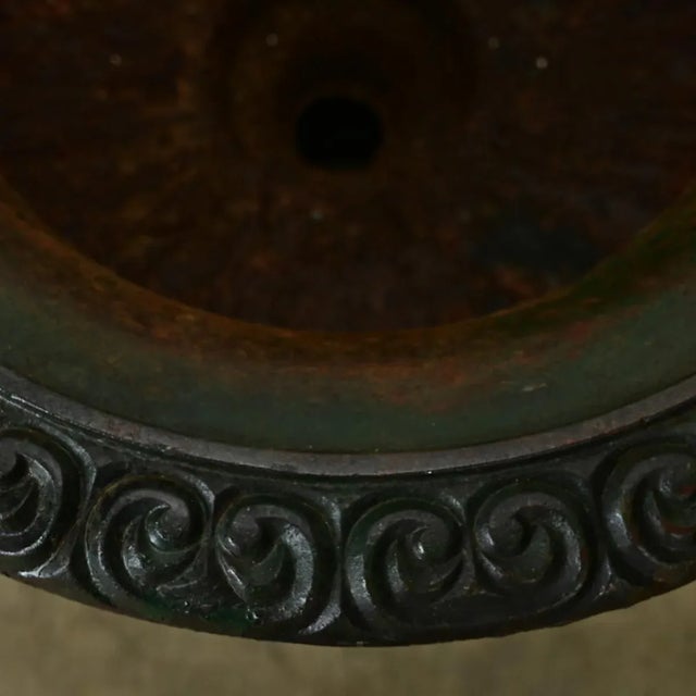 Dark Green French 19th Century Neoclassical Cast Iron Garden Urn For Sale - Image 8 of 8