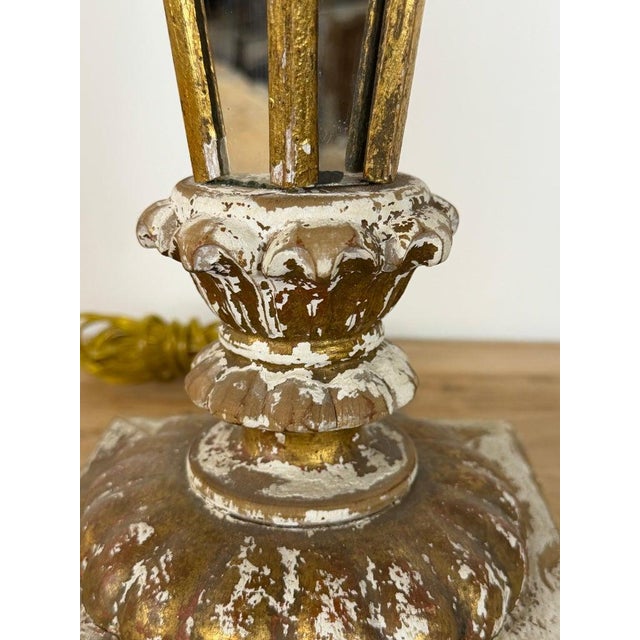 Vintage Italian Mirrored Obelisk Table Lamps, Giltwood, 1940s-50s - a Pair For Sale - Image 12 of 18