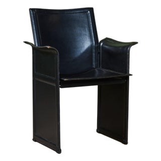 Matteo Grassi Black Leather Arm Chair For Sale