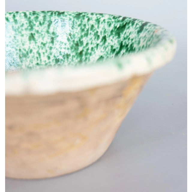 19th Century French Speckled Green Glazed Terracotta Tian Decorative Bowl For Sale - Image 4 of 8