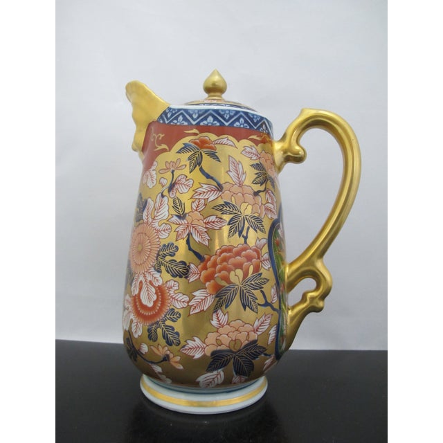 Early 20th Century Lavish Kisen Kiln Japanese Imari Arita Ware Porcelain Gold Face Spout Pitcher For Sale - Image 5 of 11