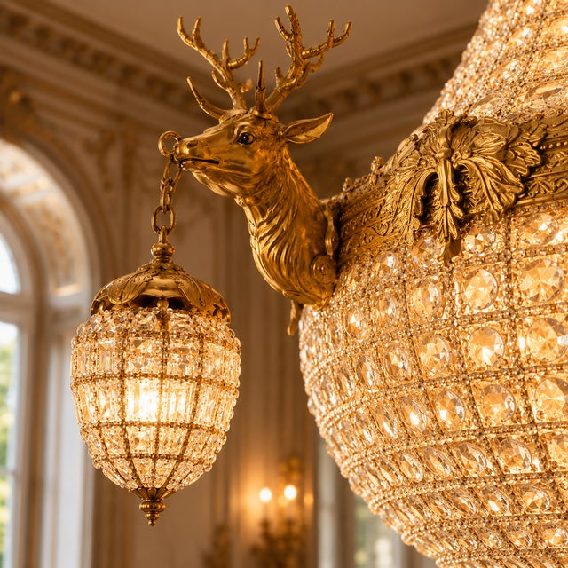 1960 French Louis XVI Gold Bronze Chandeliers - Pair For Sale - Image 14 of 18