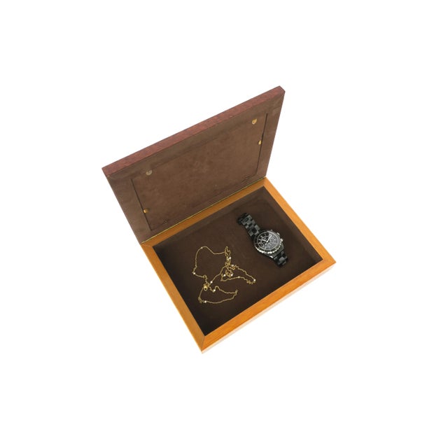 Mid 20th Century Burl Wood Jewelry Box & Picture Frame For Sale - Image 5 of 12