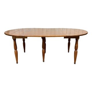 Louis Philippe Round Cherry Wood Table with 2 Extension Leaves, 1950s For Sale
