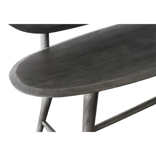 Modern Greyed Wood Bench For Sale - Image 4 of 11