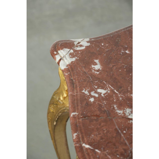 Goldenrod French Side Table with Gold-Colored Wooden Frame and Marble Table For Sale - Image 8 of 16
