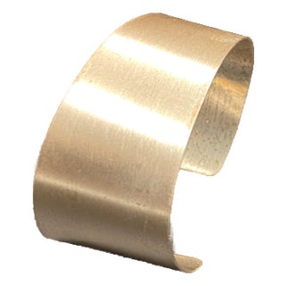 Vintage Sterling Modernist Handwrought Signed Leuf Cuff Bracelet For Sale