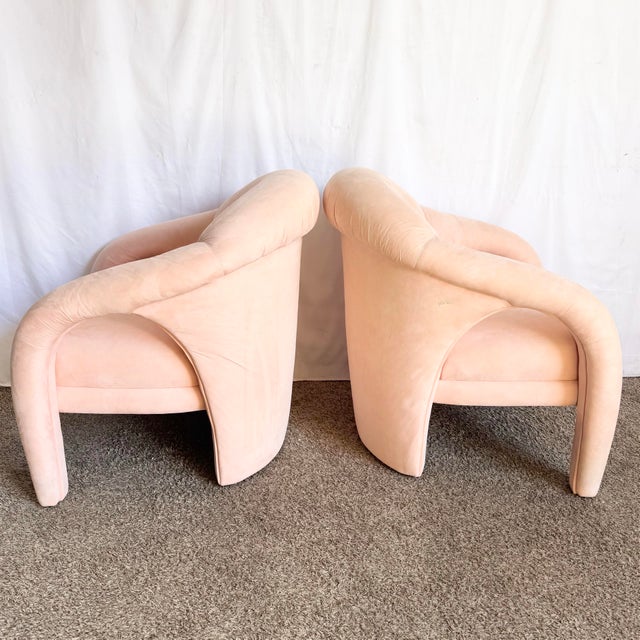 Textile Postmodern Sculpted Pink Lounge Chairs - A Pair For Sale - Image 7 of 9