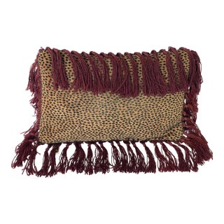 Cute Small Velvet Lumbar Pillow With Fringes For Sale