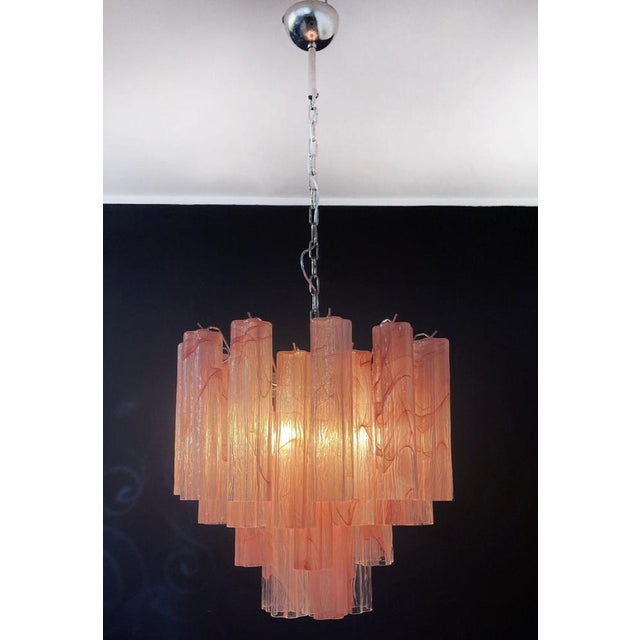 Glass Pink Alabaster Murano Glass Tronchi Chandeliers, 1980s, Set of 3 For Sale - Image 7 of 16