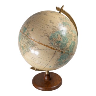 Mid-Century Decorative Cram's Imperial World Globe on Oak Base For Sale