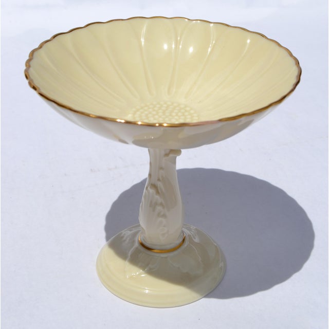 Ceramic Vintage Lenox Charleston Compote Pedestal Dish Sunflower Shaped Fine Bone Ceramic For Sale - Image 7 of 14