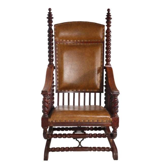 Victorian Stick and Ball Twist Frame Platform Rocking Chair For Sale - Image 11 of 12