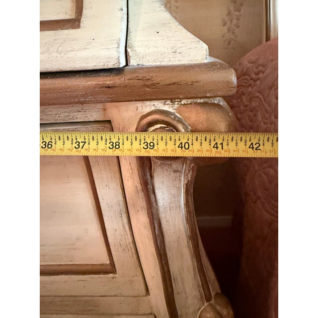 Wood Vintage French Provincial Bombe Dresser in Antiqued Ivory Finish For Sale - Image 7 of 11