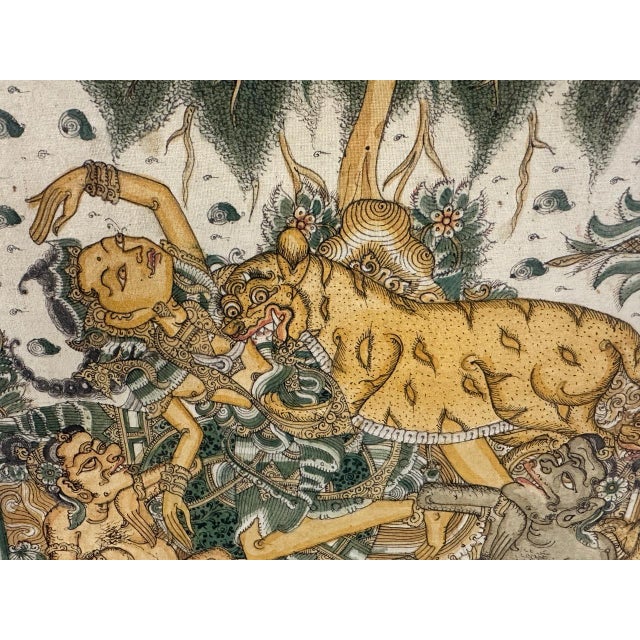 Balinese Traditional Kamasan Painting, Indonesia, 1960, in Very Good conditions. Designed before 1890 This piece has an...