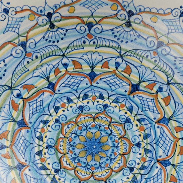 Late 20th Century Vintage Italian Vietri Glazed Terra Cotta Plate For Sale - Image 5 of 9